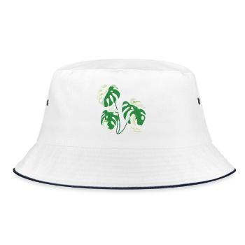 monstera variegata pflanze plant-mom grüner daumen - Bucket Hat - Weiß/Navy - Vorne