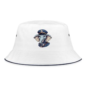 Elefanten Polizist - Bucket Hat - Weiß/Navy - Vorne