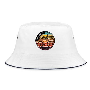 Retro Gravel Ride - Vintage Cycling Art - Bucket Hat - white/navy - Front