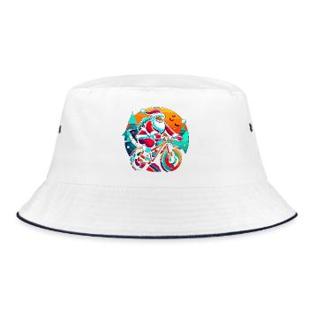 Santa Neon Fahrradtour - Bucket Hat - Weiß/Navy - Vorne