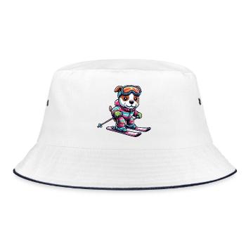 Dog American Staffordshire Terrier Ski Skier - Bucket Hat - white/navy - Front