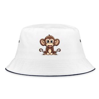 Cartoon monkey cute design - Bucket Hat - white/navy - Front