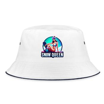 Snow Queen Winter Sports Illustration - Bucket Hat - white/navy - Front