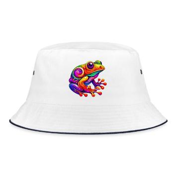 Frosch - Bucket Hat - Weiß/Navy - Vorne