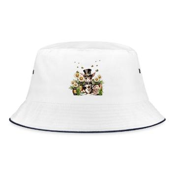 This cute Steampunk Easter Bunny is here - Bucket Hat - white/navy - Front