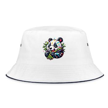 Panda - Bucket Hat - Weiß/Navy - Vorne