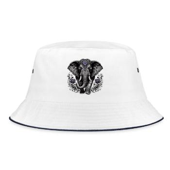 Elephant with headdress - Bucket Hat - white/navy - Front