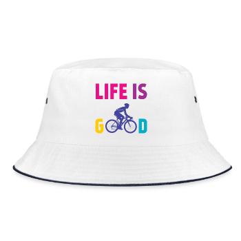 Cycling - Life is Good - Bucket Hat - white/navy - Front