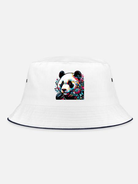 Panda - Bucket Hat - Weiß/Navy - Vorne