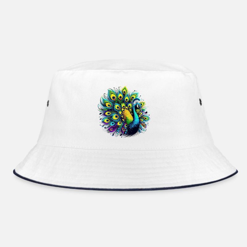 Pfau - Bucket Hat - Weiß/Navy