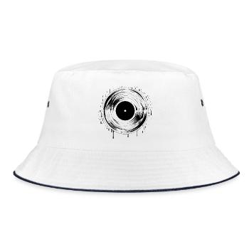 Disc Jockey Vinyl Record - Bucket Hat - white/navy - Front