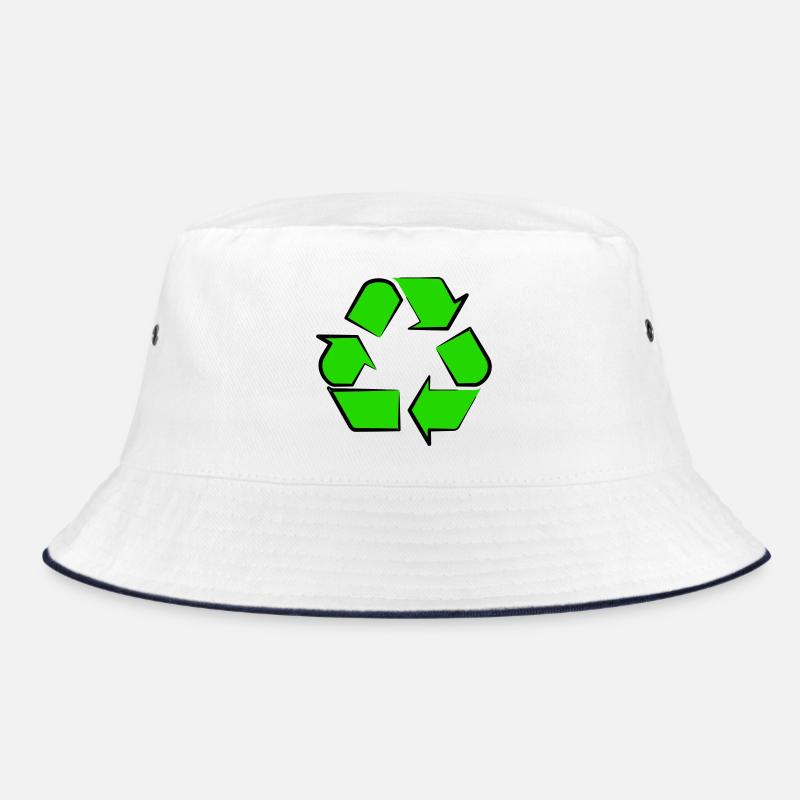Neon Recycling Symbol - Bucket Hat - Weiß/Navy