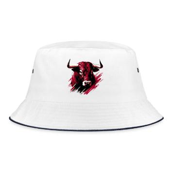 Stier - Bucket Hat - Weiß/Navy - Vorne