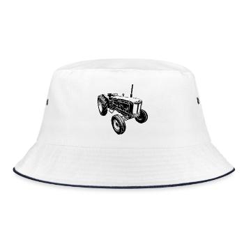 Super Major 6 Traktor - Bucket Hat - Weiß/Navy - Vorne