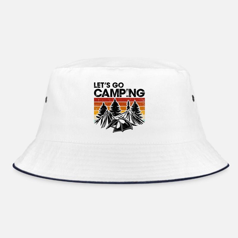 Silhouette Pines at Sunset Stripes Bucket Hat