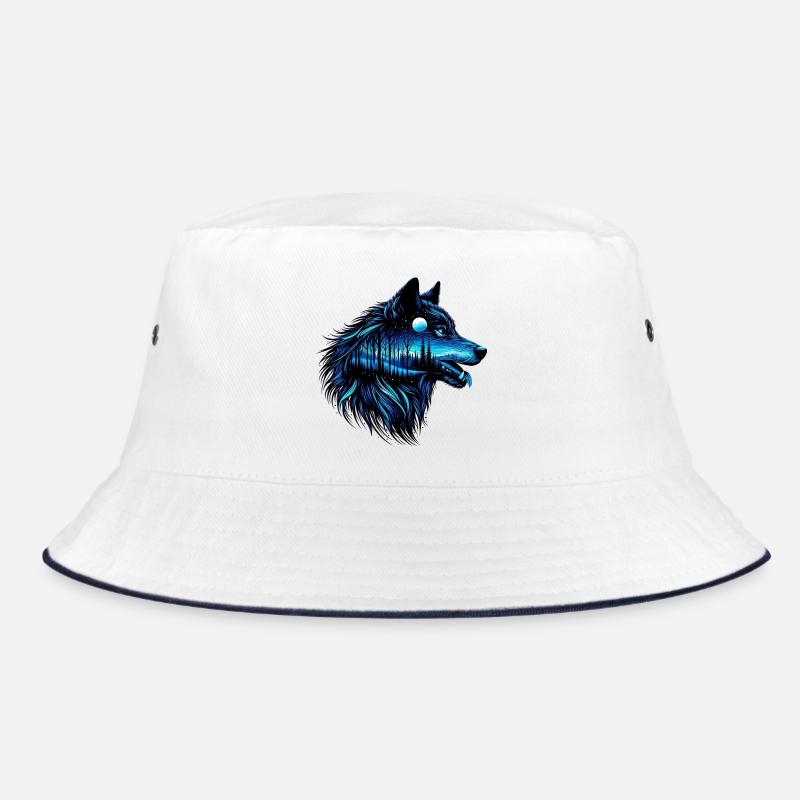 Wolf - Bucket Hat - Weiß/Navy
