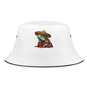 Iguane mexicain avec poncho et sombrero Mexique - Bob - blanc/marine - Devant