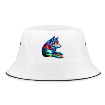 Wolf - Bucket Hat - white/navy - Front