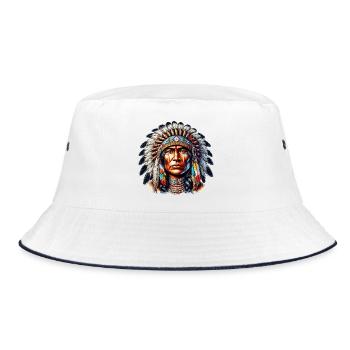 American Indian American Red Skin - Bucket Hat - white/navy - Front