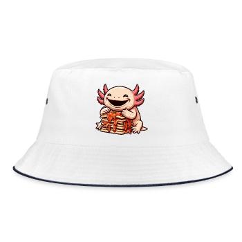 Axolotl Enjoys Lasagna Comic - Bucket Hat - white/navy - Front