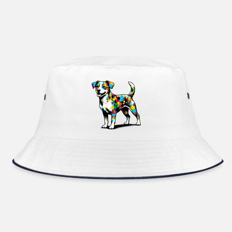 Hund - Bucket Hat - Weiß/Navy