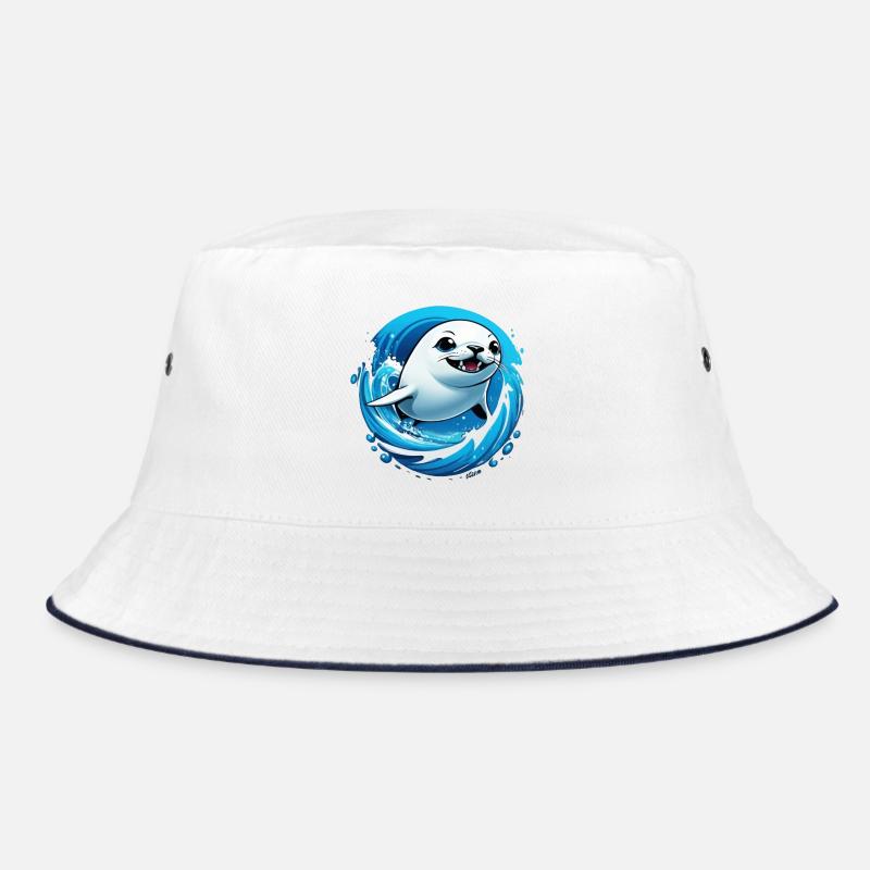 Robbe Robben Meer - Bucket Hat - Weiß/Navy