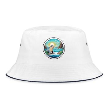 Kleine Robbe an der Küste - Bucket Hat - Weiß/Navy - Vorne