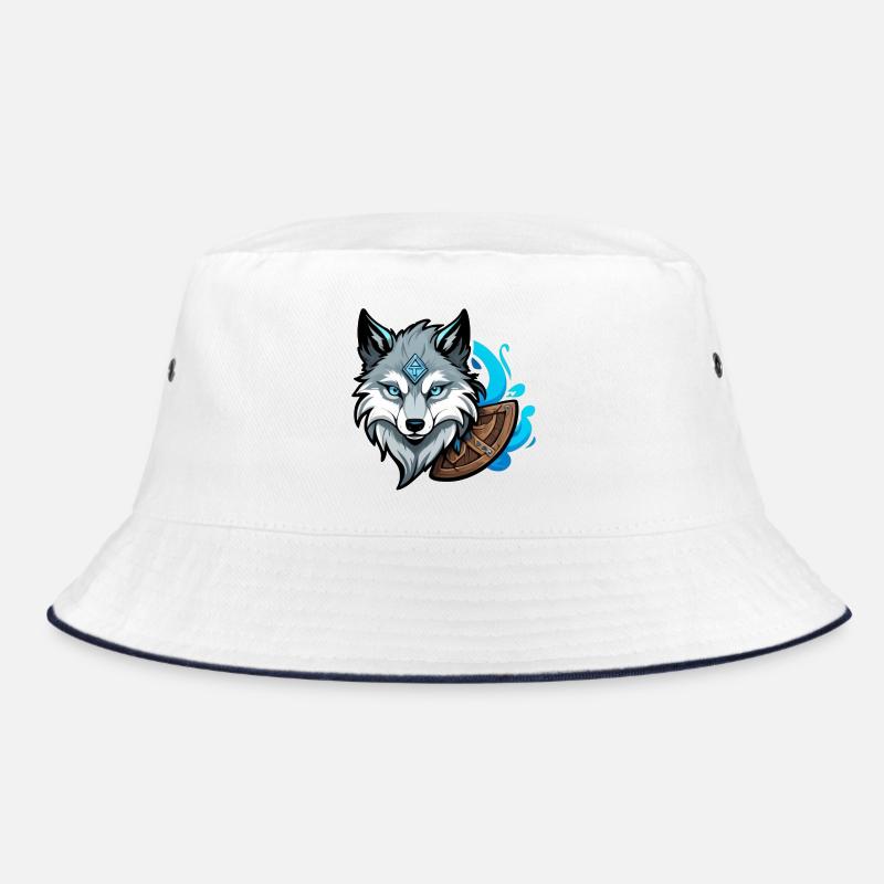 Viking Wolf Head - Bucket Hat - Weiß/Navy