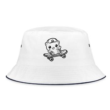 Skateboard Chat Dessin Animé Look - Bob - blanc/marine - Devant