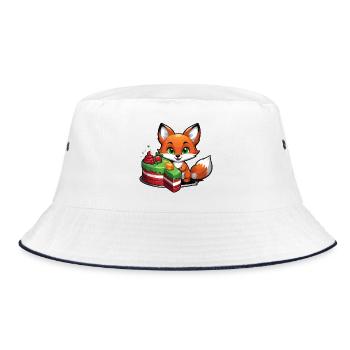 Little fox with birthday cake - Bucket Hat - white/navy - Front