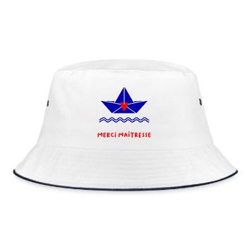 GELIEBTE. VIELEN DANK. DANKE HERRIN - Bucket Hat - Weiß/Navy - Vorne