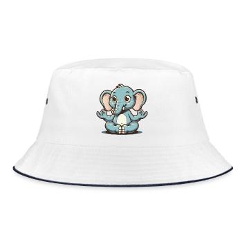 Niedlicher blauer Elefant macht Yoga - Bucket Hat - Weiß/Navy - Vorne