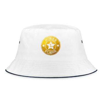 Hurrah 1st class - golden emblem with star - Bucket Hat - white/navy - Front