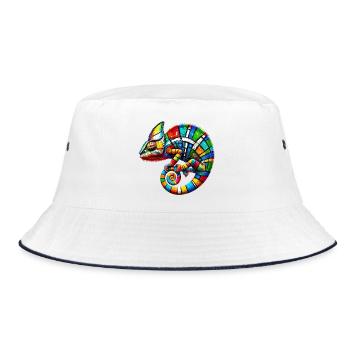 Chameleon Mondrian - Bucket Hat - white/navy - Front