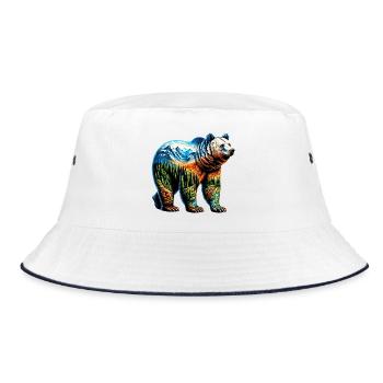 Bear - Bucket Hat - white/navy - Front