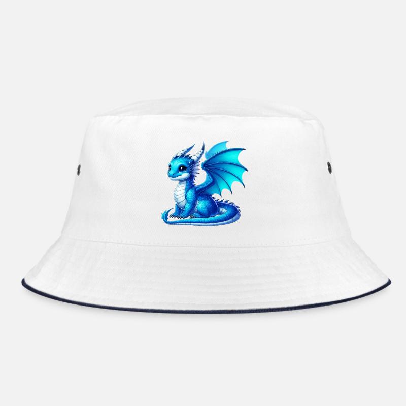 Drache - Bucket Hat - Weiß/Navy