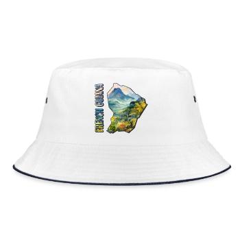 Aquarell Landkarte Französisch Guayana - Bucket Hat - Weiß/Navy - Vorne