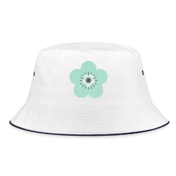Vert menthe et fleur bleue - Bob - blanc/marine - Devant