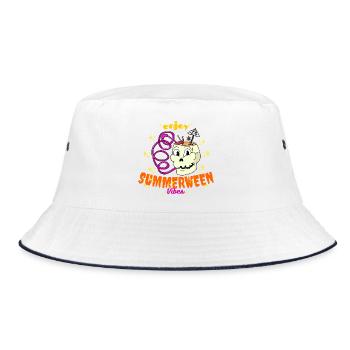 Genieße Summerween Vibes Funny Summer Skull Drink - Bucket Hat - Weiß/Navy - Vorne