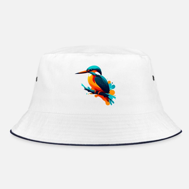 Eisvogel - Bucket Hat - Weiß/Navy