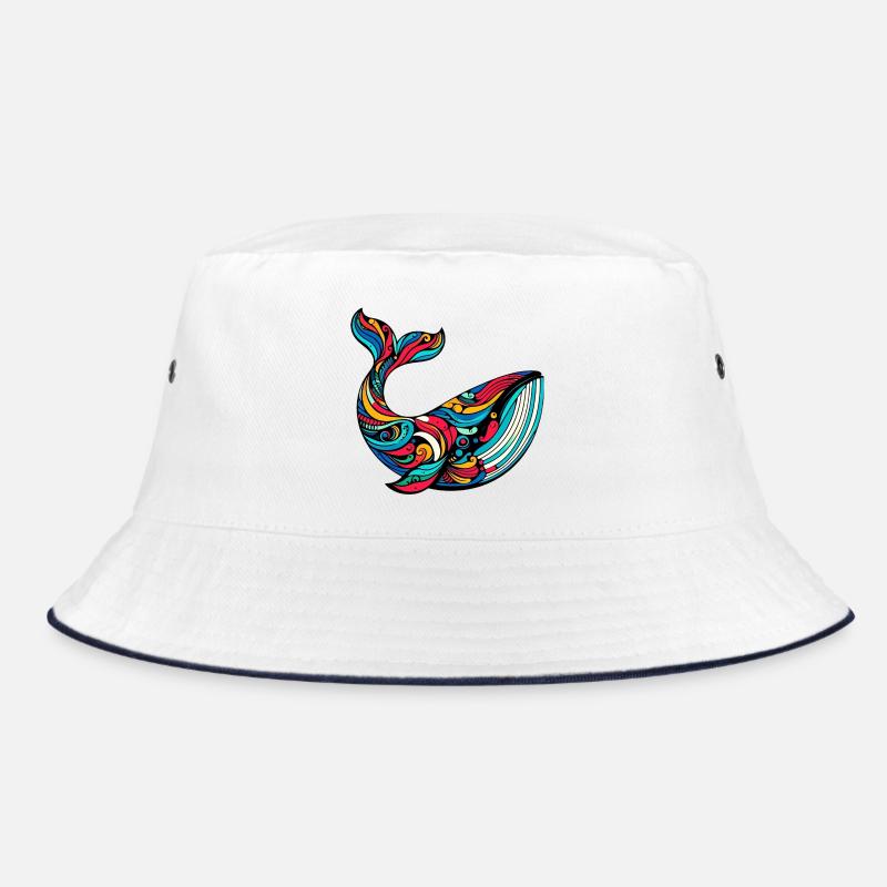 Wal - Bucket Hat - Weiß/Navy
