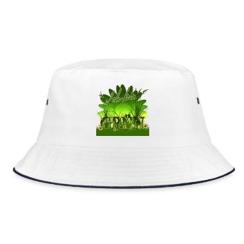 ICH BIN GRÜN - Margariten Gras Sonne - Bucket Hat - Weiß/Navy - Vorne