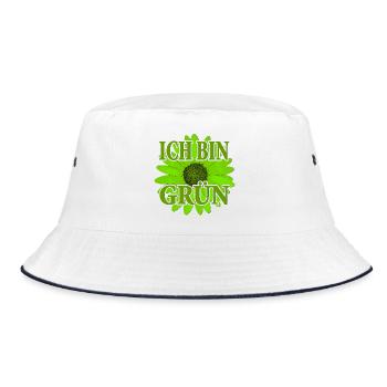 ich bin Grün - Margarite Blume - Bucket Hat - Weiß/Navy - Vorne