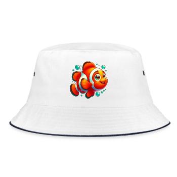 Clownfische - Bucket Hat - Weiß/Navy - Vorne
