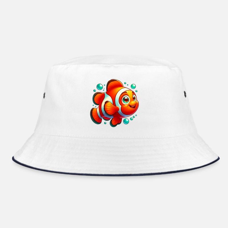 Clownfische - Bucket Hat - Weiß/Navy
