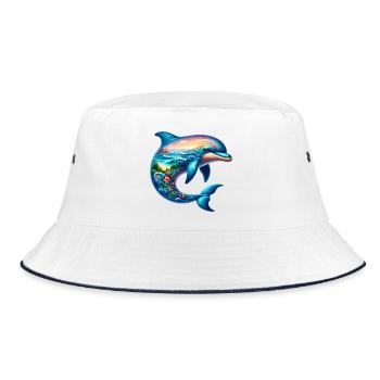 Delfin - Bucket Hat - Weiß/Navy - Vorne