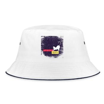 Cats make me happy with dirty border - Bucket Hat - white/navy - Front