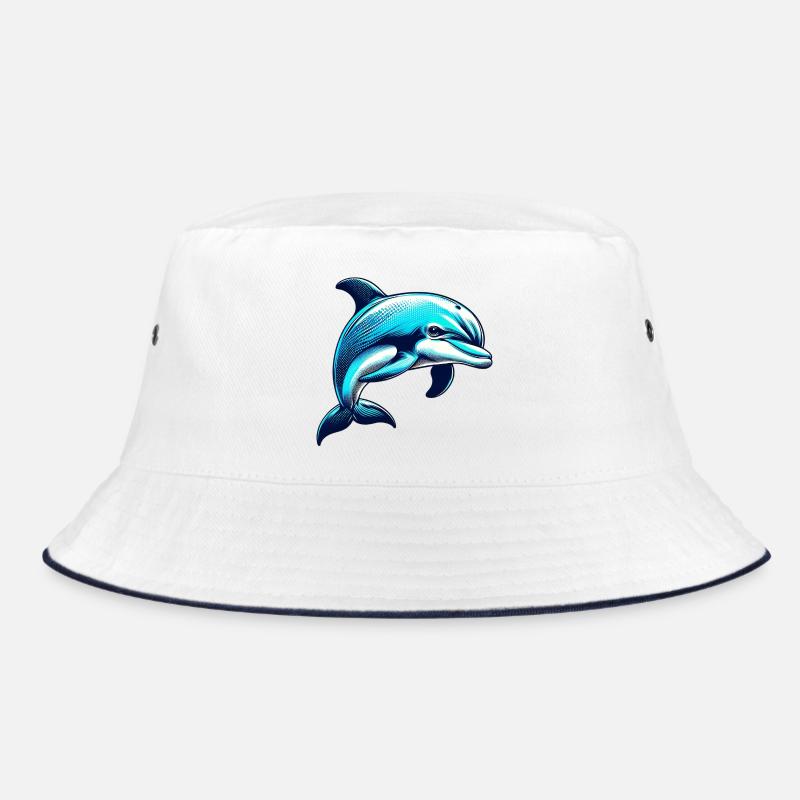 Delfin - Bucket Hat - Weiß/Navy