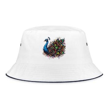 Peacock - Bucket Hat - white/navy - Front