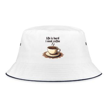 Coffee cup with text motivation - Bucket Hat - white/navy - Front